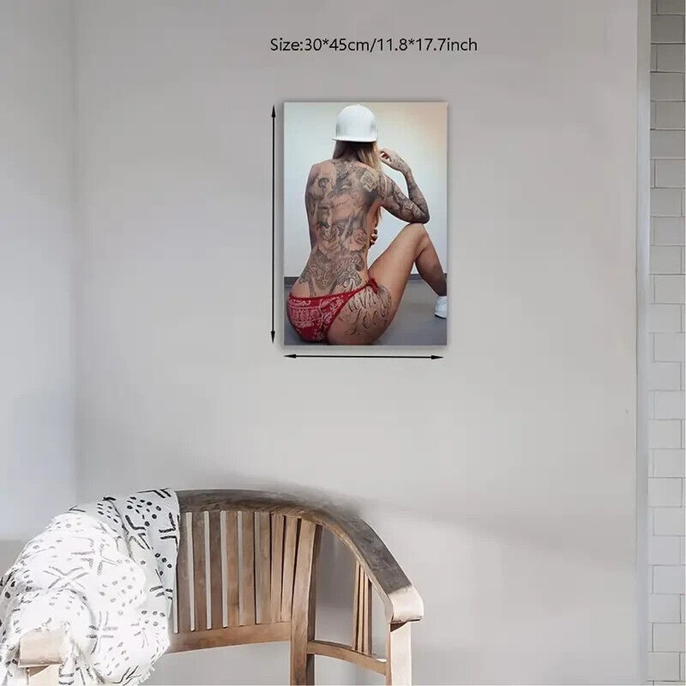 Modern Art Topless Woman With Tattoos Canvas Print 11.8" x 17.7" Stunning! NEW! Home & Garden:Home Décor:Posters & Prints Style Your Walls